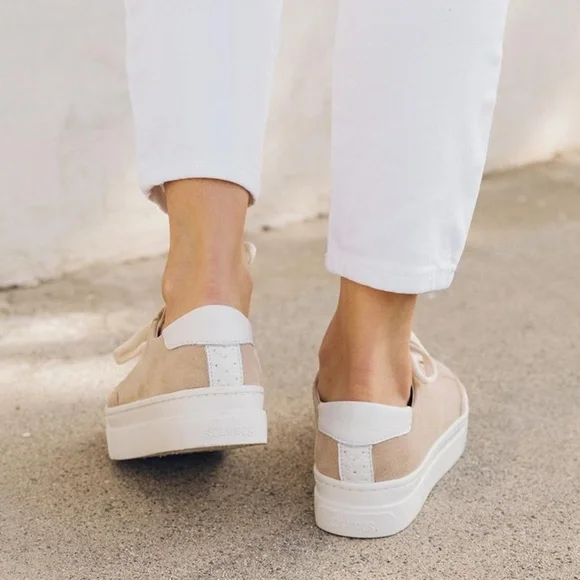 Soludos Women's The Ibiza Platform Sneaker 6 Sand Suede Casual Travel Neutral - Picture 2 of 12